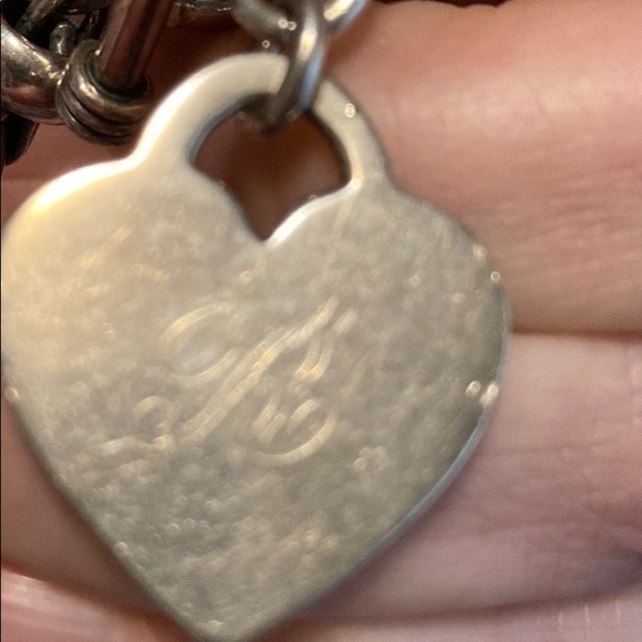 Sterling Silver Toggle Bracelet with heart charm - Picture 7 of 8